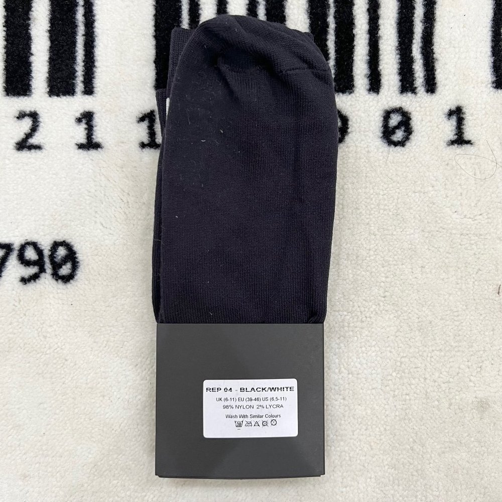 Represent Clothing England Represent SS18 Wide Awake Black White Stripes Socks. - Picture 2 of 6